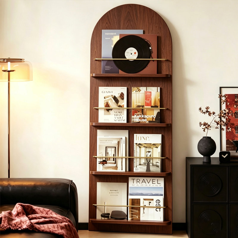 Solid Wood Shelves Bookcase, H 62,99 po, Walnut