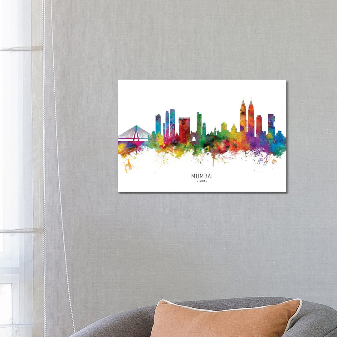 Mumbai Skyline India Bombay by Michael Tompsett - Wrapped Canvas Print