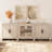 Eaton 3-Piece Modular Sideboard With Glass & Wood Doors, Farmhouse Storage Cabinet With Drawers, Console For Dining Room, Living Room, Or Hallway, Beige-1188066024