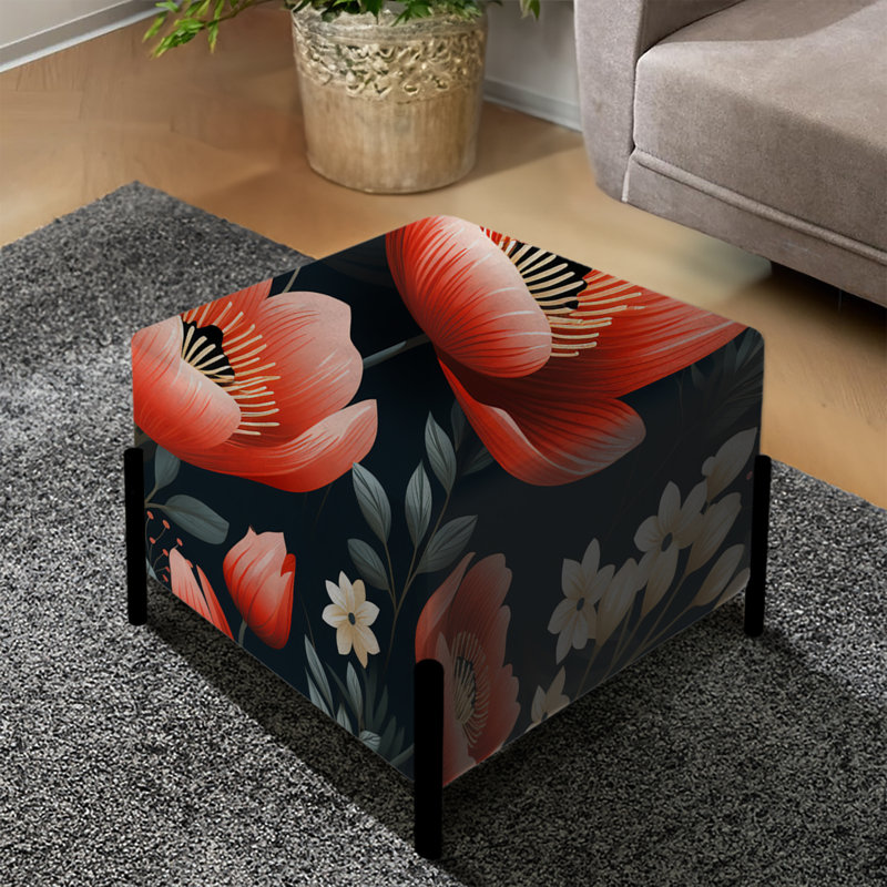 Mystic Red Garden Blooms Beauty - Repose-pieds carré floral