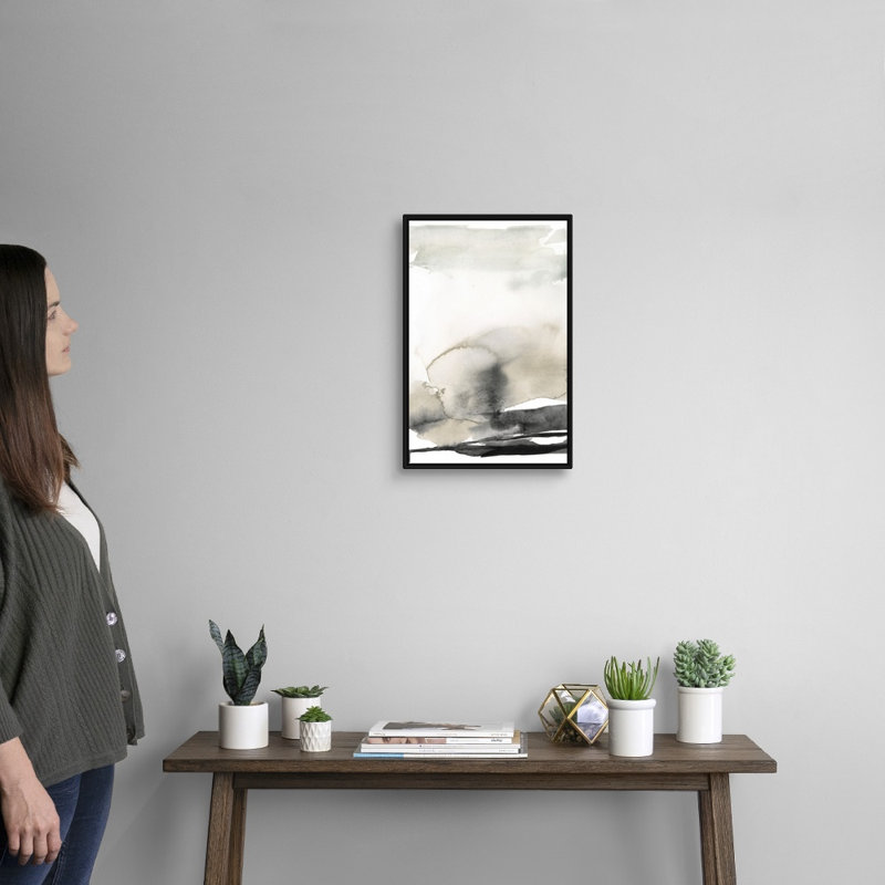 «Ebony Horizon Triptych III» par Jennifer Goldberger - reproduction d'art, Toile avec cadre noir