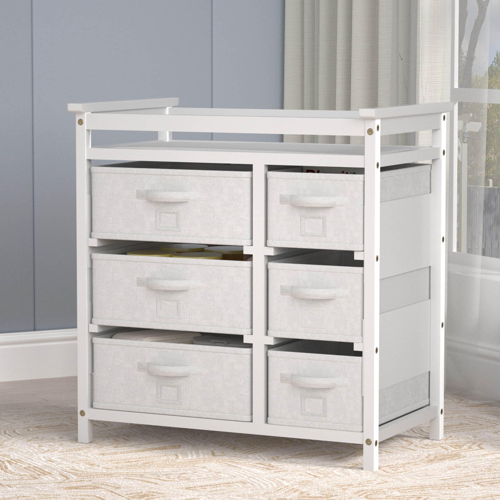 Ebern Designs Baby Changing Table With 6 Drawers