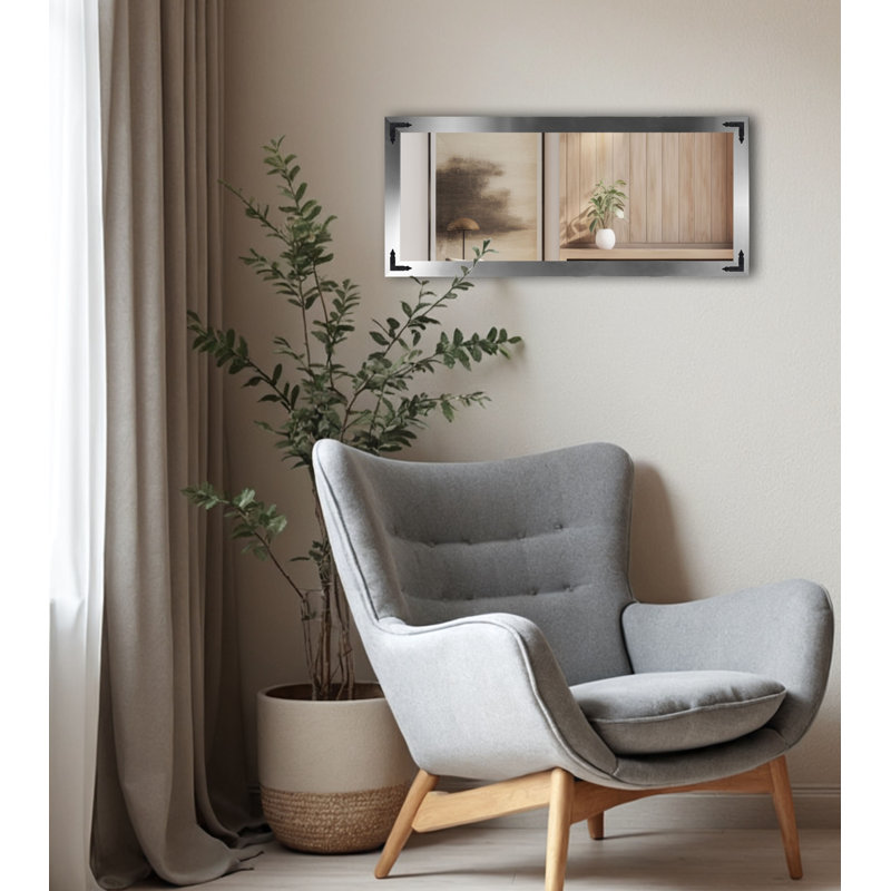 Heavner Flat Wall Mirror, 35" H x 18" W, Silver
