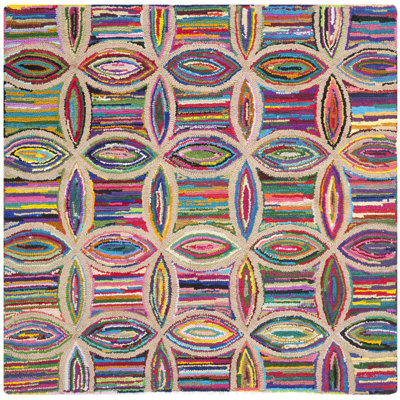 Tapis abstrait rose / beige en coton / jute touffeté à la main Anaheim Nantucket