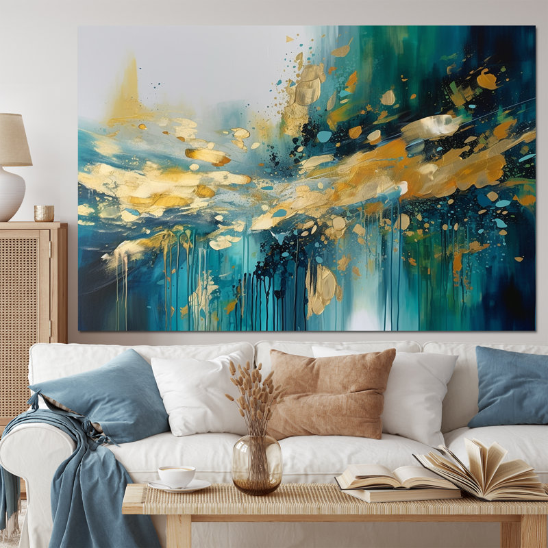Golden Explosion Triangles IV - Modern Geometric Canvas Print