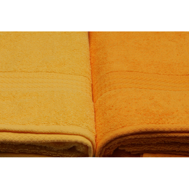 Luxury Bath Towel Set (4 Pieces), 100% Cotton, 27.6 x 55.1 inches | 500 GSM, Soft & Absorbent | Includes Special Gift Box | Light Yellow, Yellow, Pale Orange, and Orange Colors | Machine Washable