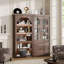 Ensemble d'armoires de rangement de 70 po de hauteur avec tablettes à DEL et garde-robe en verre, armoire moderne en bois avec tiroirs, rangement multifonctionnel pour le salon et la chambre à coucher