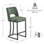 Ensemble de 4 tabourets de bar modernes à hauteur de comptoir en chenille avec dossier ouvert et base en métal noir mat pour îlot de cuisine, salle à manger-804814128-804814129