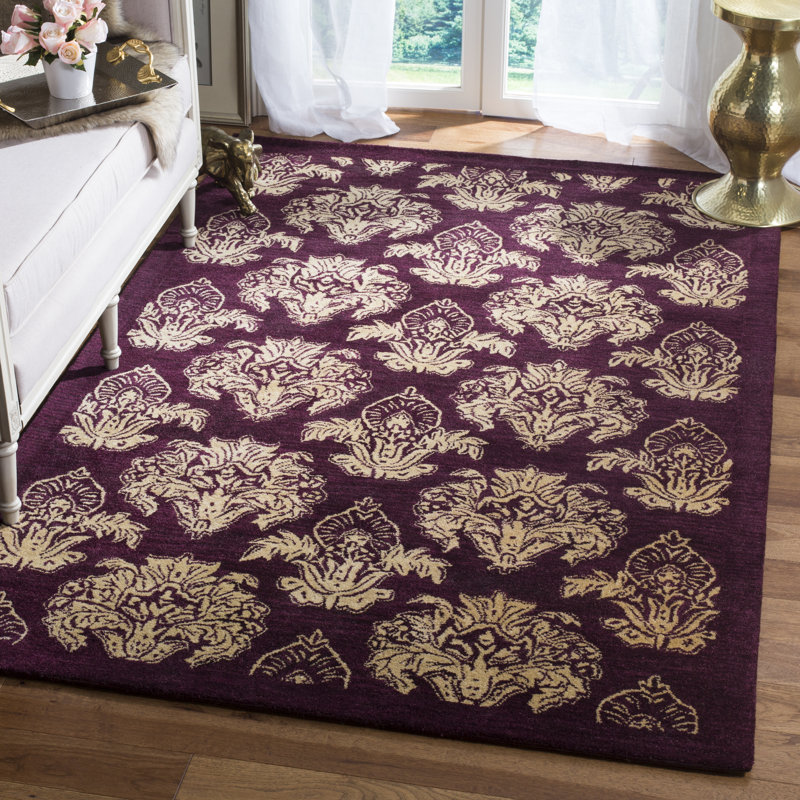 Tapis floral en laine touffeté à la main Brosine Metro, Rectangle 9 pi x 12 pi