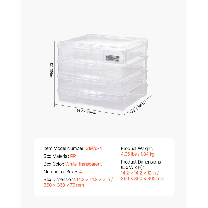 Scrapbook Paper Storage 4 Pack Stackable Plastic Board Game Boxes Clear Case