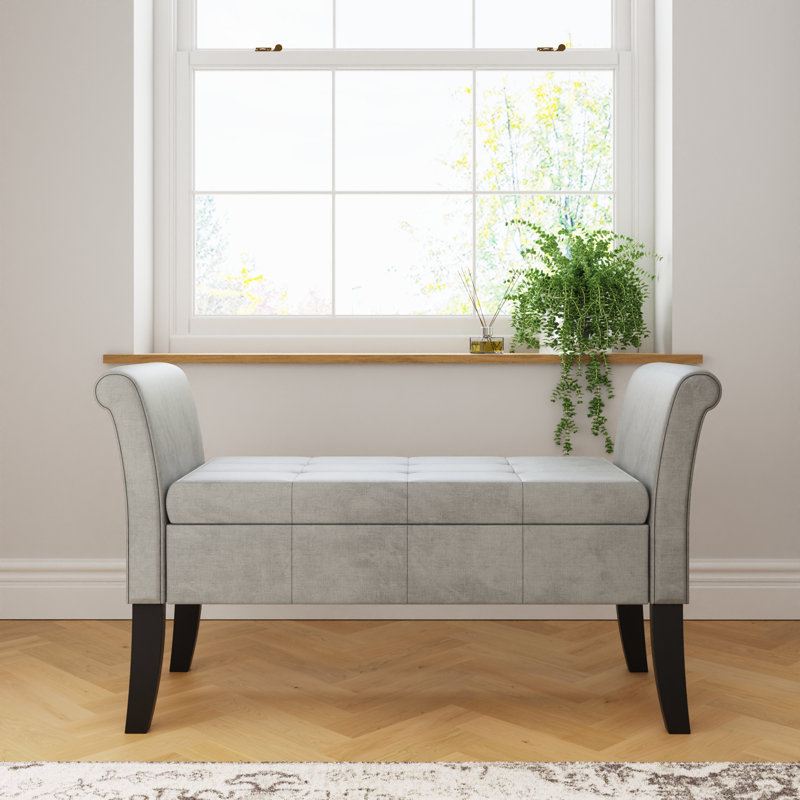 Laconia Chenille Upholstered Storage Bench, Grey