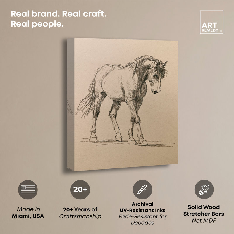 Impression sur toile Graphite Mare II, art mural de style ferme par, H 30 po x l 24 po, Toile tendue avec châssis