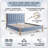 Scandinavian Channel-Tufted Upholstered Bedwith Solid Wood Frame, Queen, Blue Linen-28691558-28691553