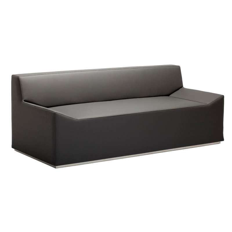 Couchoid Leather Sofa, Slate Genuine Leather, 28" H x 75" W x 34" D