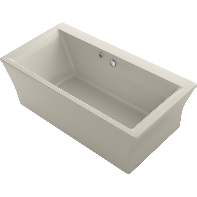 Baignoire autoportante 60 po x 30 po Stargaze avec surface chauffante et voûte cannelée Stargaze, Biscuit
