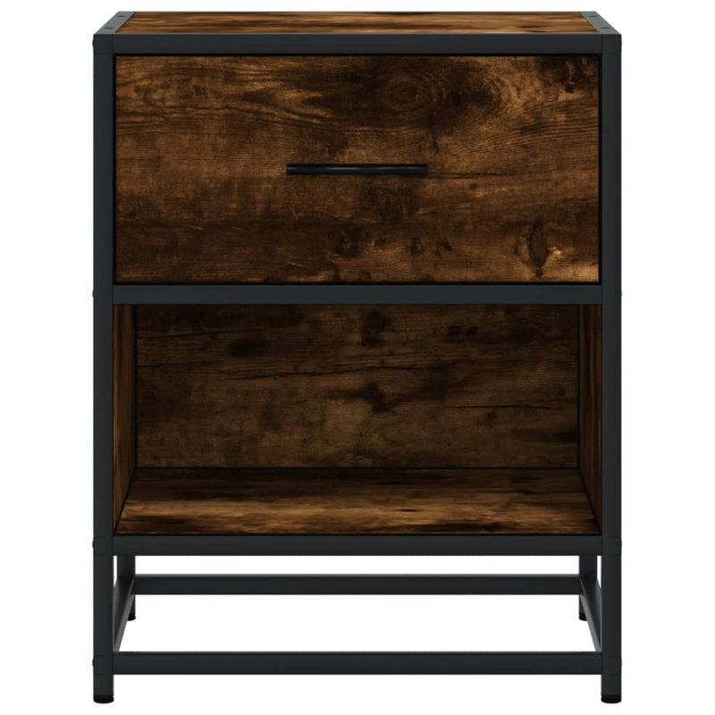 Amberle 40cm W Metal Bedside Table, Smoked Oak, 1