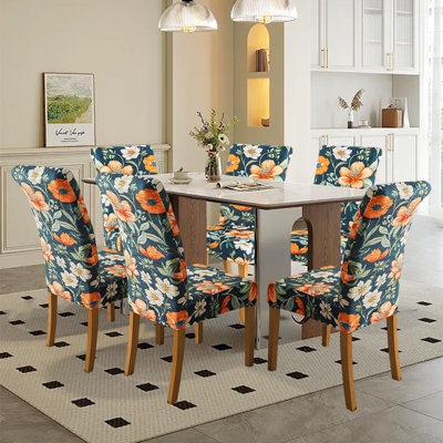 Dining  Chair Covers, Stretch, Removable, Washable, Chair Slipcovers, Set Of 6 Beige