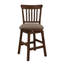 Chaise de salle à manger à hauteur de comptoir de 2 en brun foncé, assise transitionnelle rembourrée brun, 2 en bois