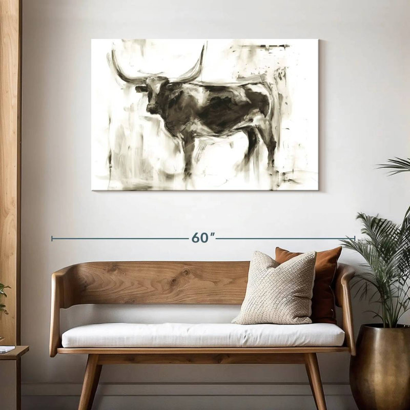 Longhorn Study I, 30" H x 45" W