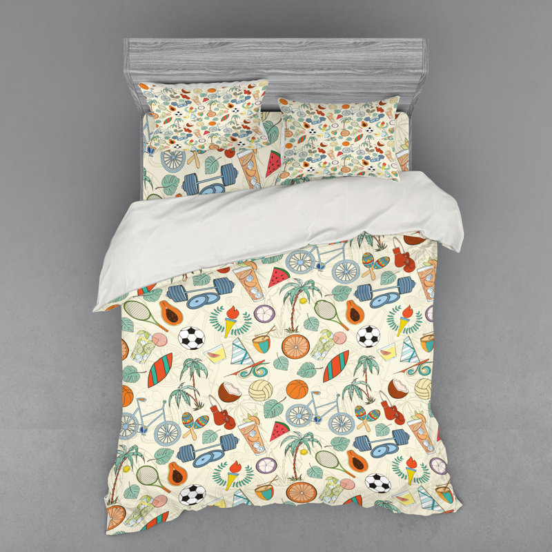 Coastal Polyester Duvet Cover, Queen Duvet Cover + 3 Additional Pieces