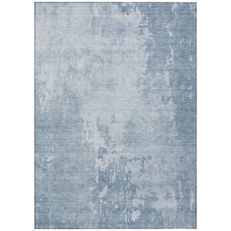 Tapis intérieur lavable abstrait bleu ciel 9 pi x 12 pi