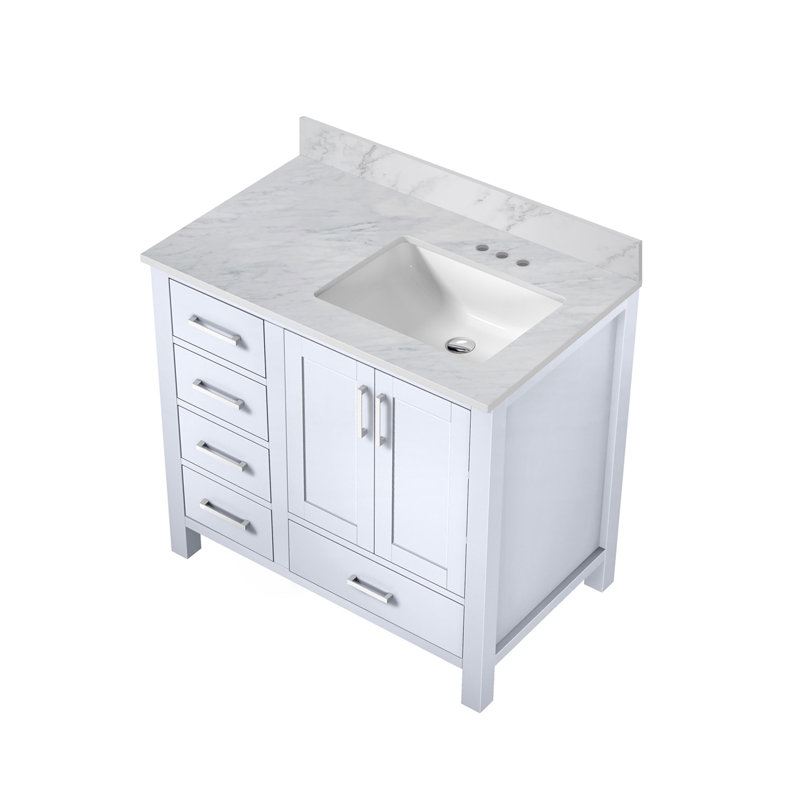 Jacques 36-inch White Quartz Top Single Sink Freestanding Vanity