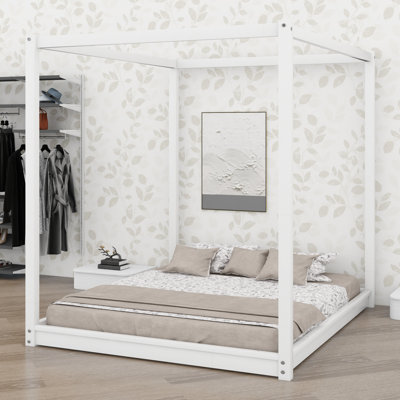Lit plateforme contemporain à baldaquin avec pieds de soutien pour la chambre à coucher