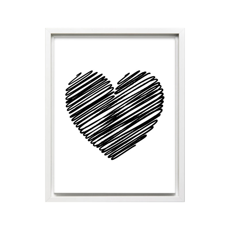 Silhouette de cœur, 08"H x 10"W, Canvas, White Framed