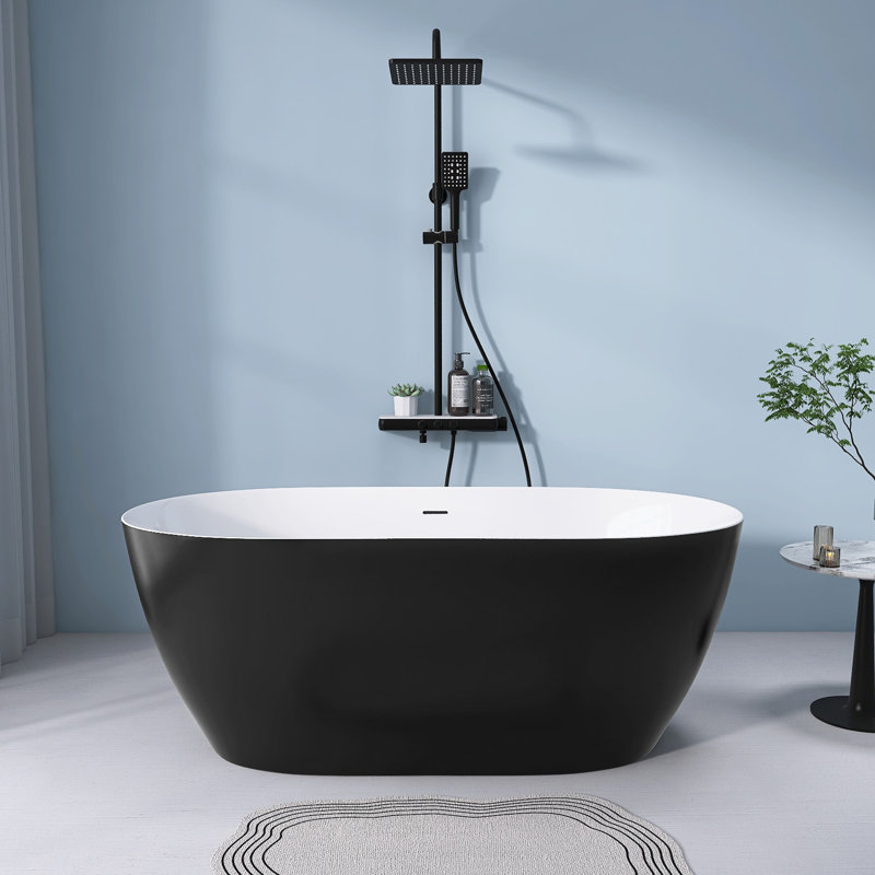 67'' X 29.5'' Freestanding Soaking Acrylic Bathtub, Noir