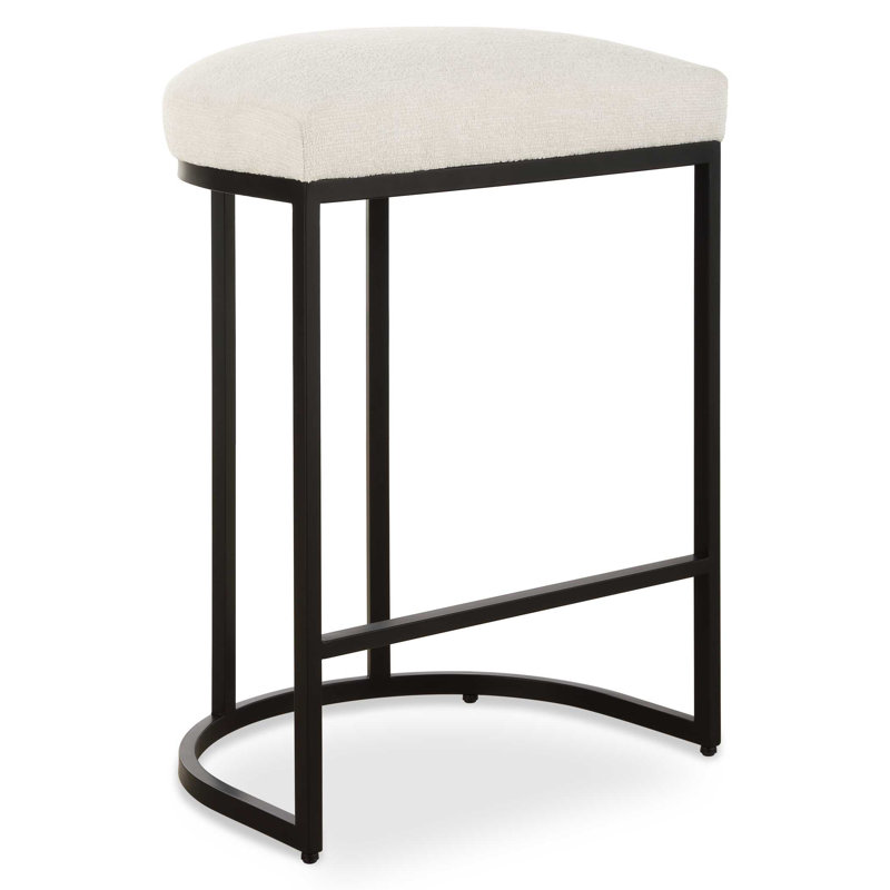 Upholstered Counter Stool, Beige, Black