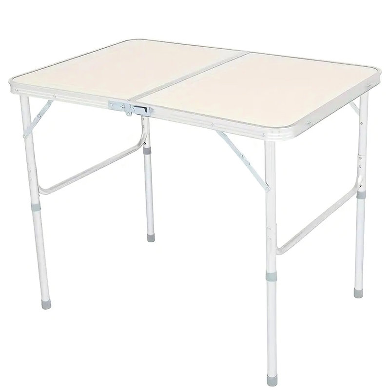 Table pliante portative pour l'extérieur - Aluminium léger, hauteurs réglables, surface de l'eau, mouvement facile à prise fixe, plateau de camping en aluminium beige et gris argenté 3, pratique