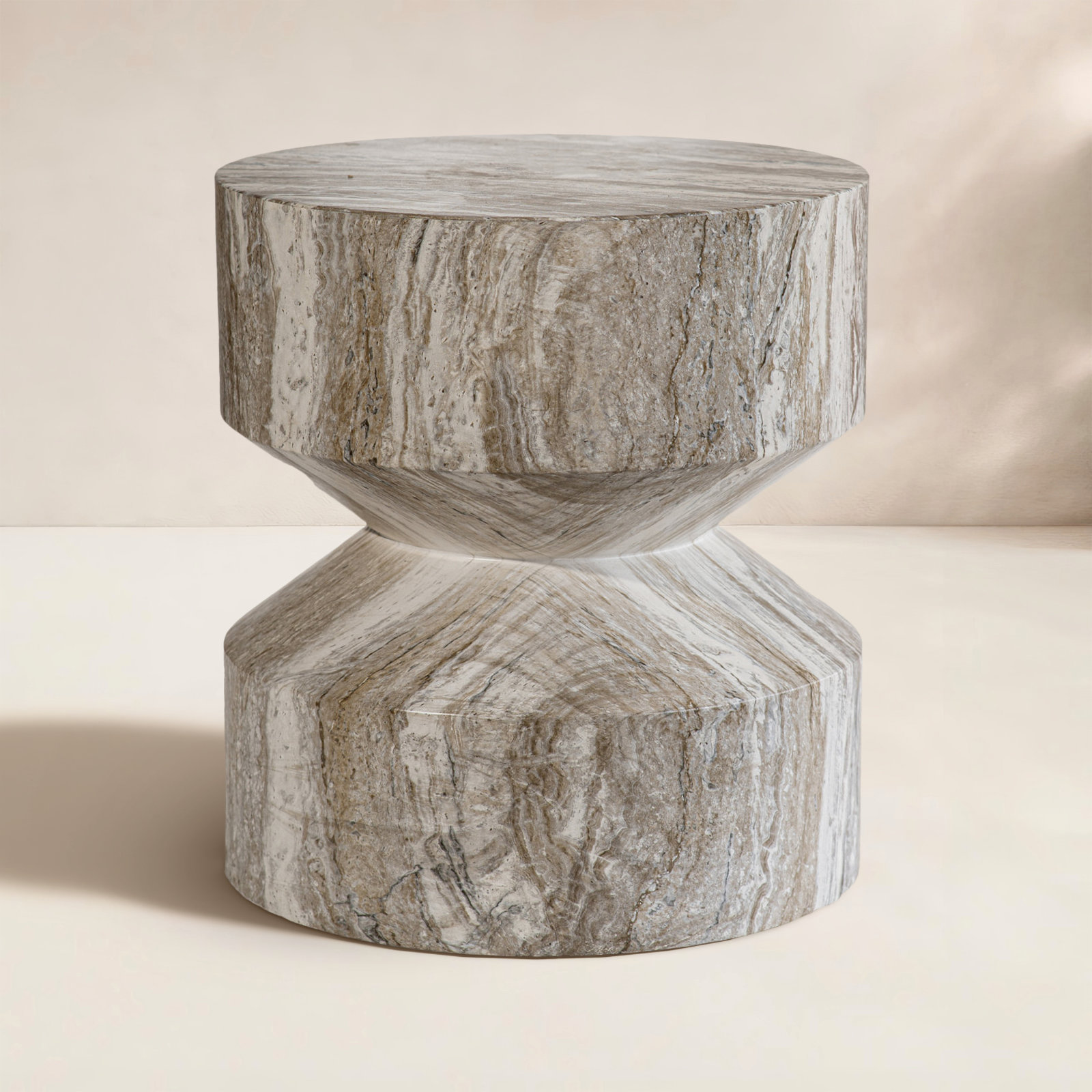 17" Hourglass Patio Side Table, Brown