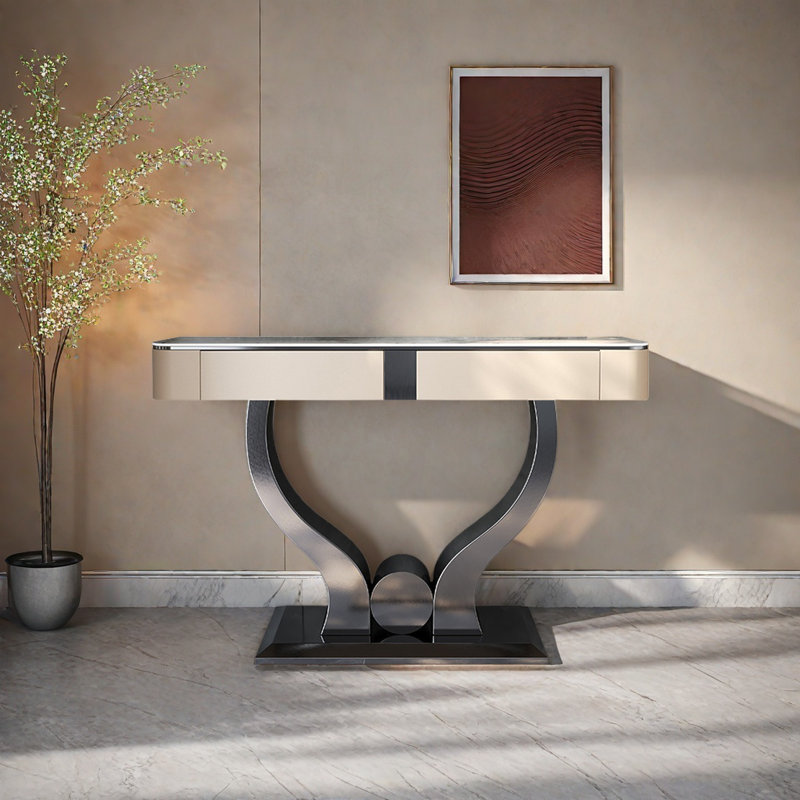 Console Modern Minimalist Luxury Art, Gris foncé, H 35,04 po x l 47,24 po x P 13,78 po