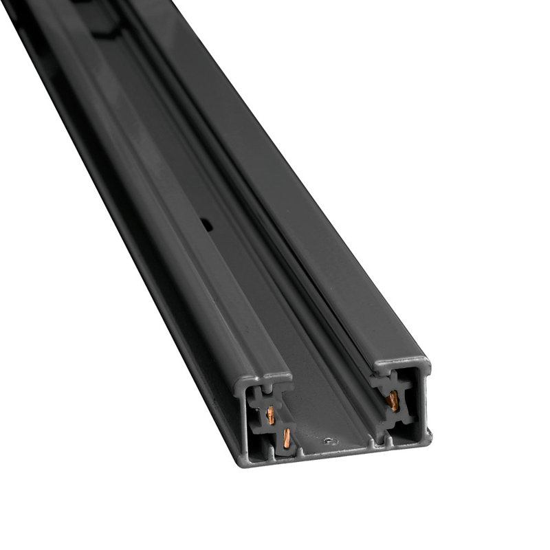 Rail à un circuit, Noir, H 0,68 po x l 24 po x P 1,48 po