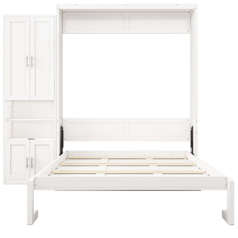 Lit escamotable avec 1 tablette de rangement latérale, lit escamotable avec armoire, Grand