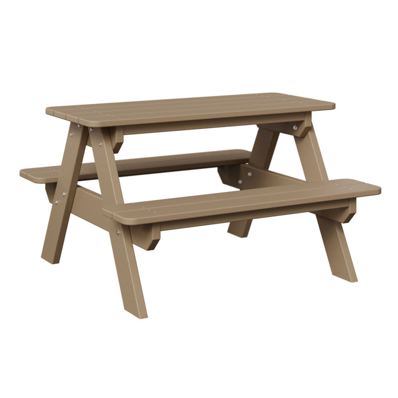 Berlin Gardens Kids Rectangular Picnic Table, Weatherwood