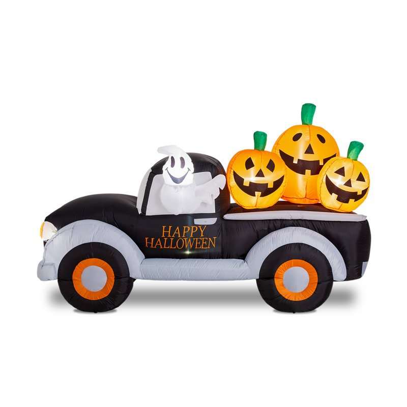 Camion avec citrouilles-citrouilles gonflables illuminées Jack-O-Lantern