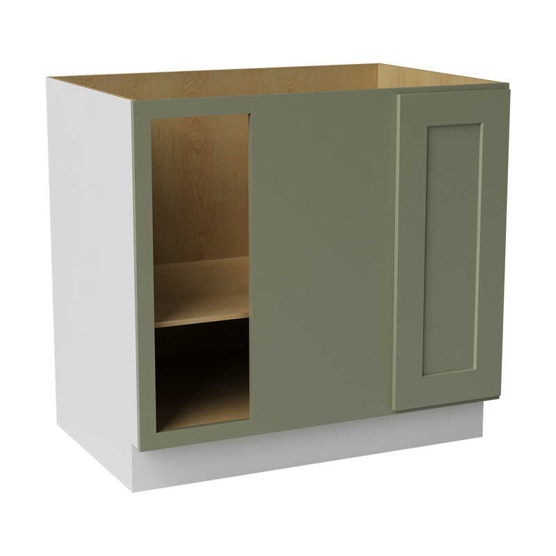 Armoire d'angle à base basse, L 36 po x H 34,5 po x P 24 po, Vert sauge