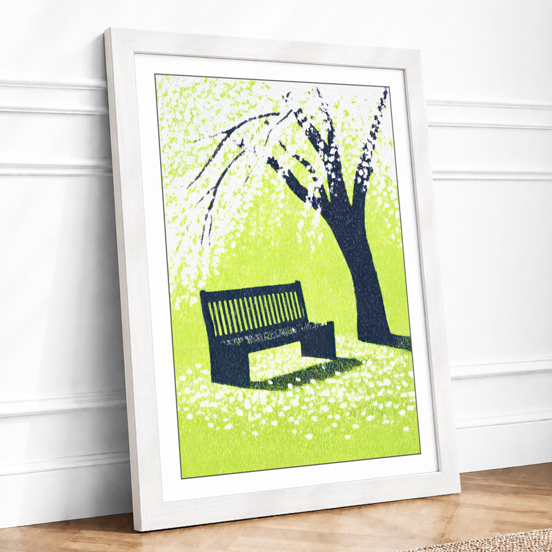 Quiet Moment Beneath Trees Minimalist 1 Piece Single Picture Frame Wall Art, A1 - 84.1 x 59.4 cm, White