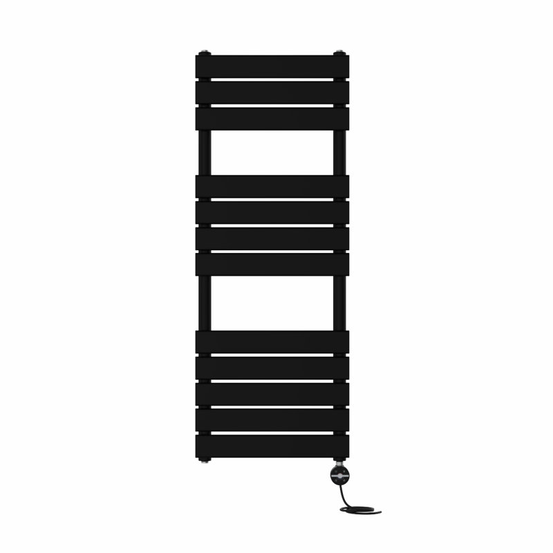 Flat Panel Towel Rail Heated Towel Rails, 120cm H x 45cm W x 6.2cm D, Black