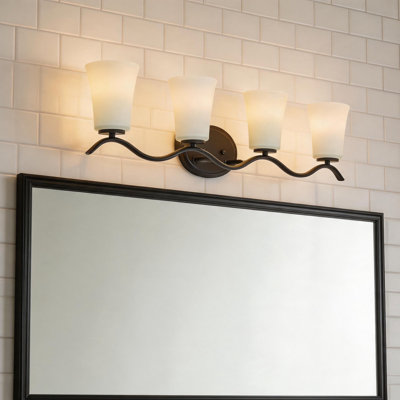 4-Light Bathroom Vanity Light with Glass Shade