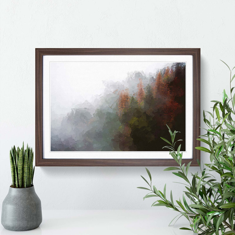 Mist Around the Forest - Picture Frame Graphic Art Print, 36cm H x 48cm W x 2cm D, Walnut Framed