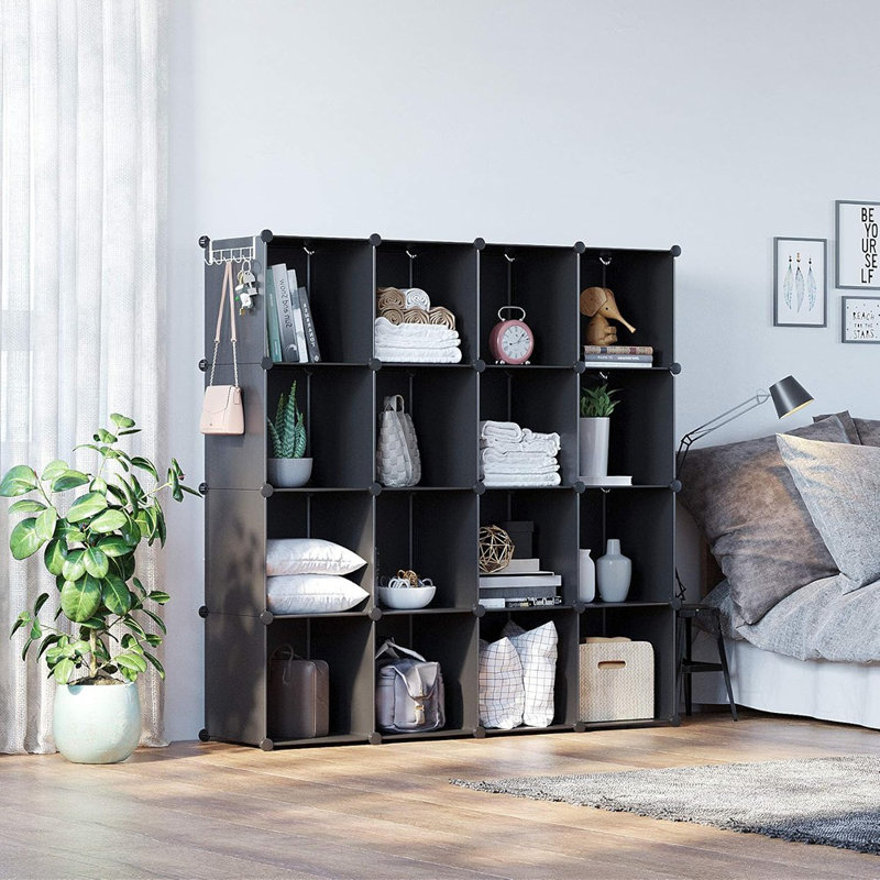 Cube Storage Organizer, 16-Cube Shelves Units, Plastic S...