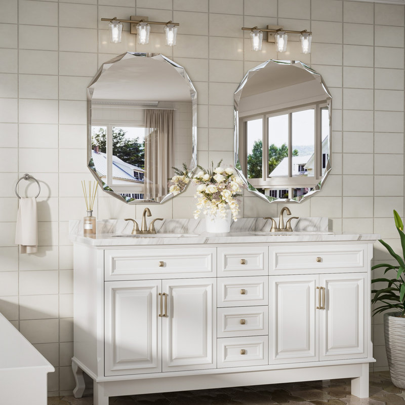 Pearlette Beveled Frameless Octagon Mirror, 32" x 24"