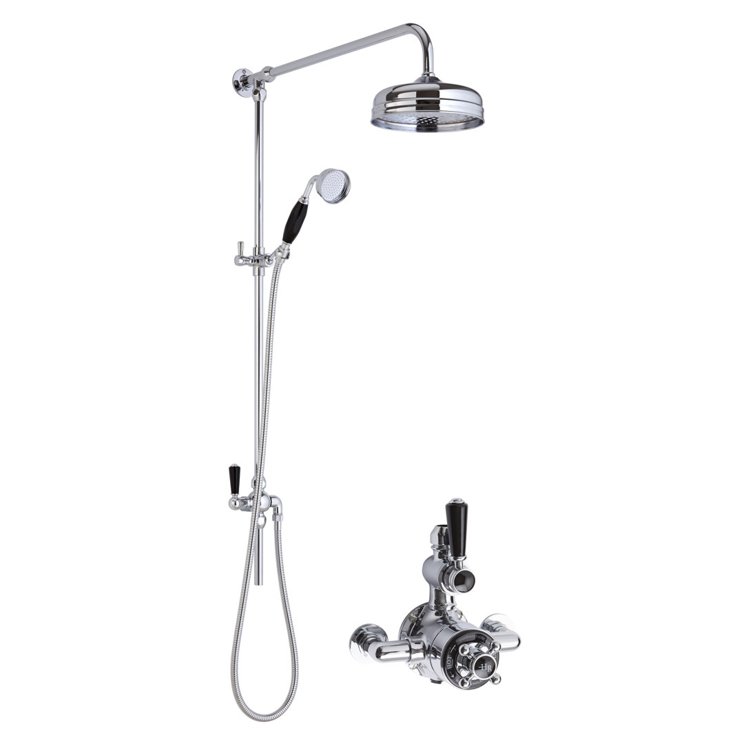 Hudson Reed Twin Exposed Valve & Rigid Riser Kit - Chrome / Black - Brass - 1 Year Guarantee - Image 2