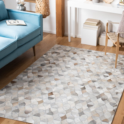 Tapis ivoire / gris à tissage plat Abbie-Lei