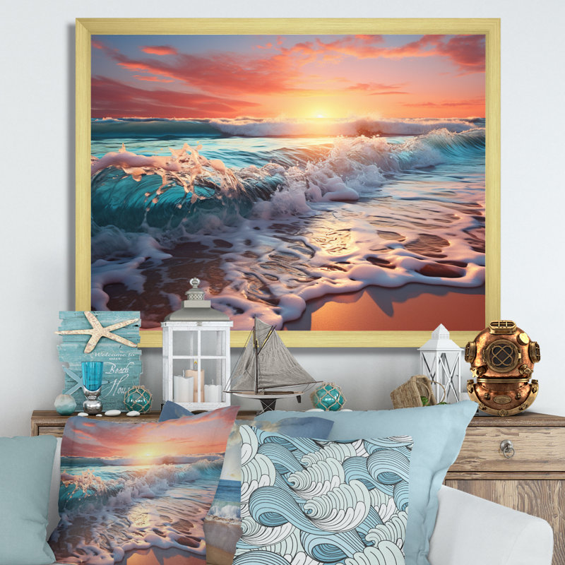 Sunset Horizon IV, reproduction d'art sur toile, H 34 po x l 44 po x P 1,5 po, Cadre doré à une seule photo