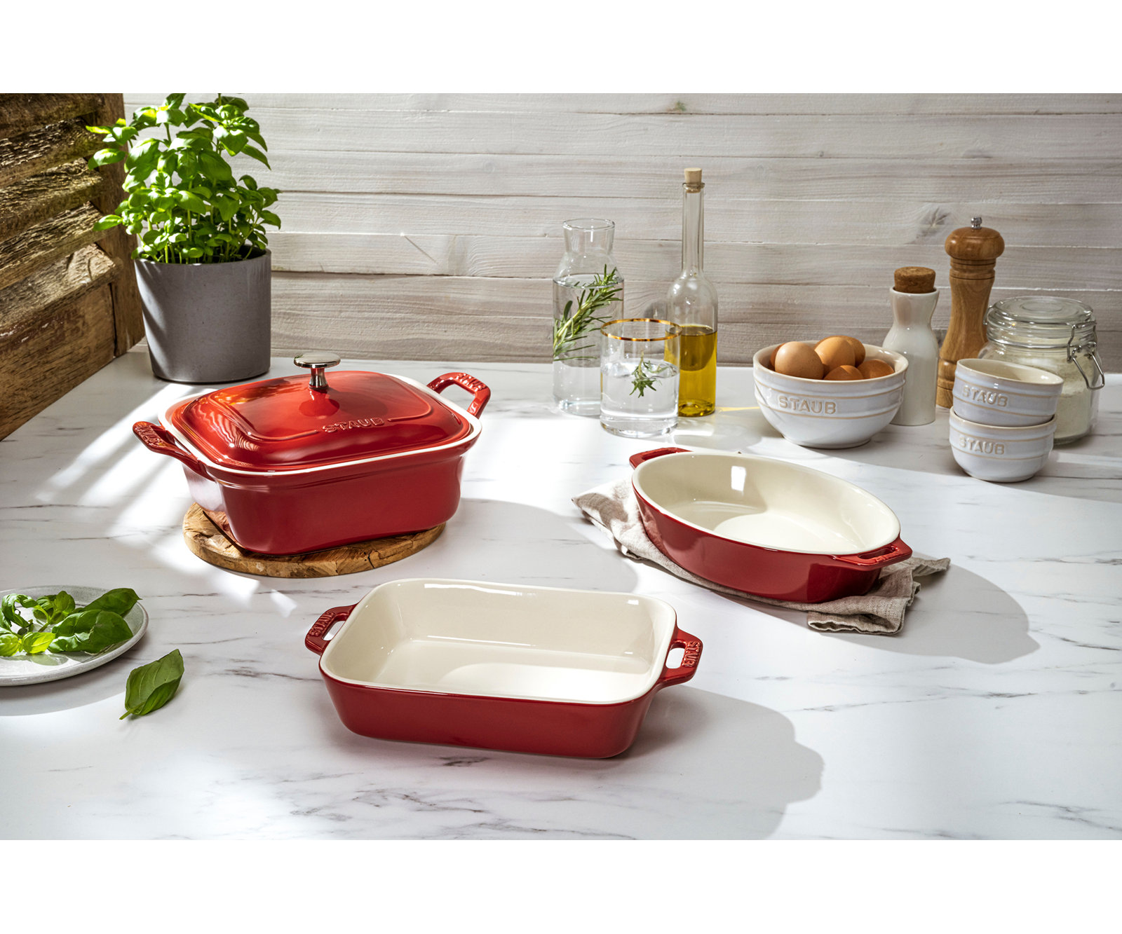 Ceramique 4-Piece Ovenware Set, Cherry