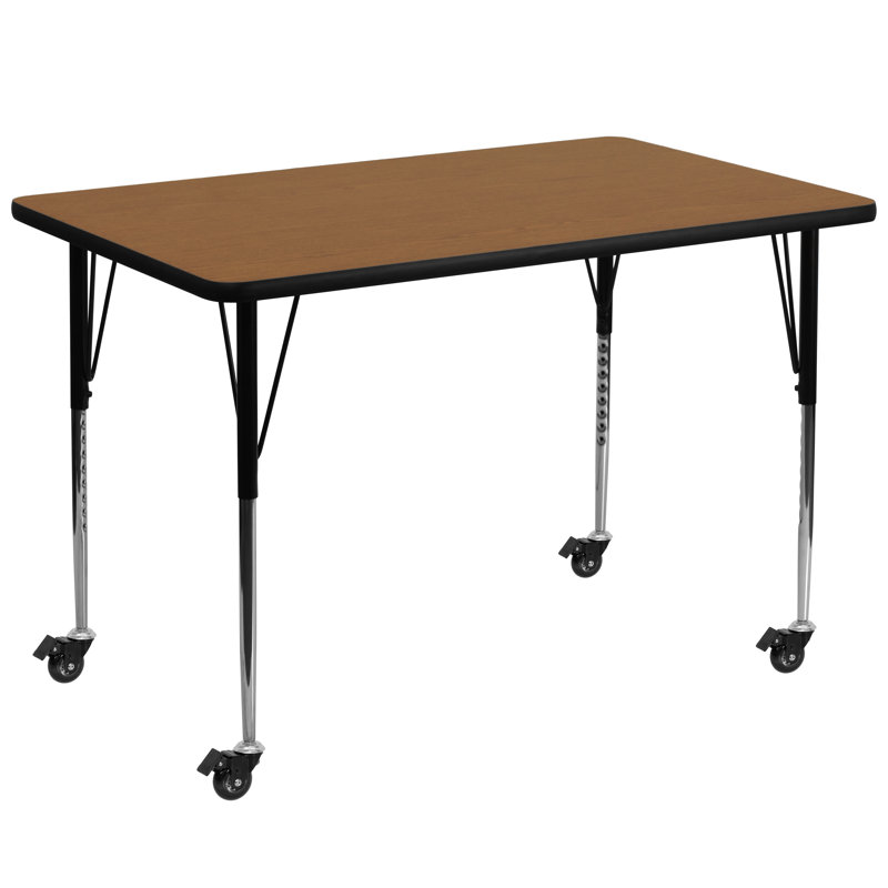 Table d'activité rectangulaire en stratifié Goddard Mobile l 24 po x L 48 po, Chêne