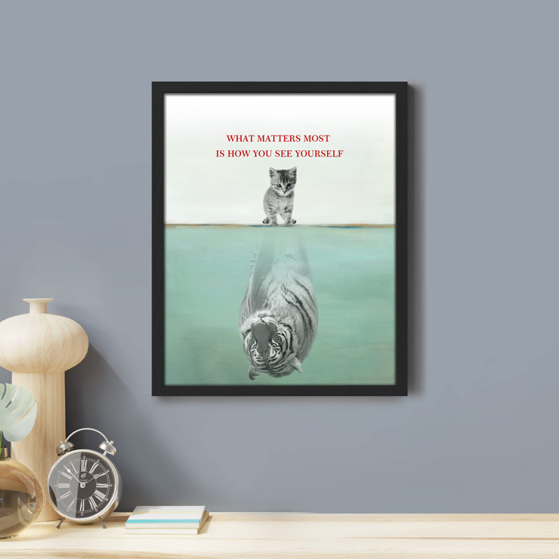 «Kitty Dream Mindset Is Everything Inspiring Inspirational Motif positif» sur papier, Naturel, H 16 po x l 12 po